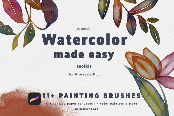 [Creative Market] Watercolor Made Easy Procreate Kit (Patishop Art)